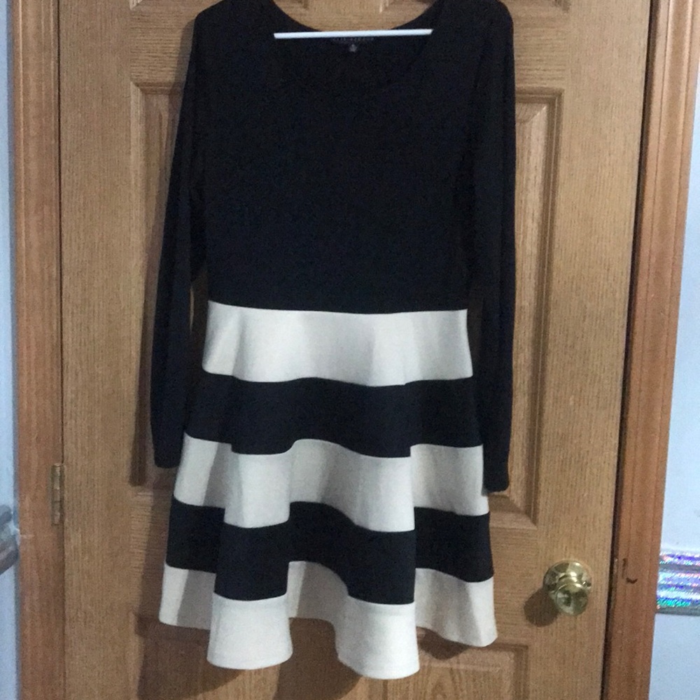 Cream and black stripe dress